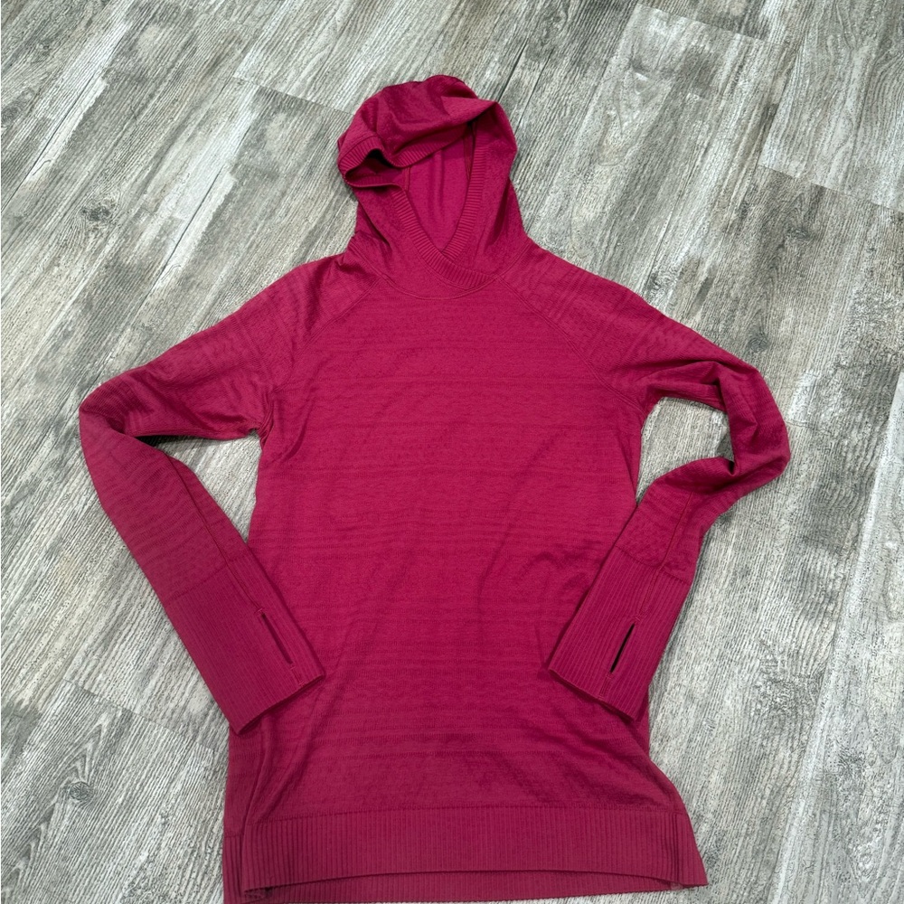 LULULEMON Magenta Hooded Long Sleeve Knit Top
